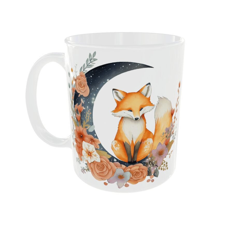 Tasse Renard Assis sur la Lune