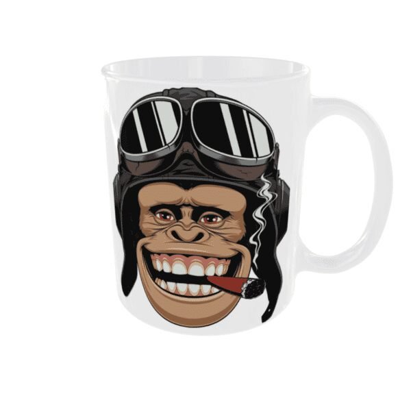 Tasse "Tête de Singe avec Casque de Moto" - Liberté et Humour sur Deux Roues