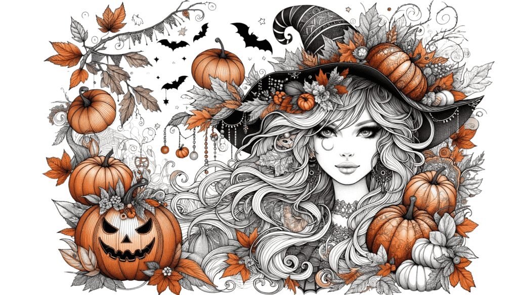 S'évader dans le Monde Mystique d'Halloween n'a jamais été aussi Enchantant et Relaxant 6 Coloriage Adulte Halloween