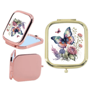 Miroir de Poche Floral et Papillon