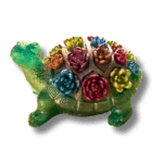 Tortue avec Fleurs en Résine