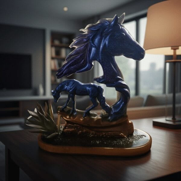 Chevaux sur Support en Résine Époxy
