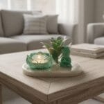 Plateau Déco Zen avec Bouddha et Succulente en Résine Époxy