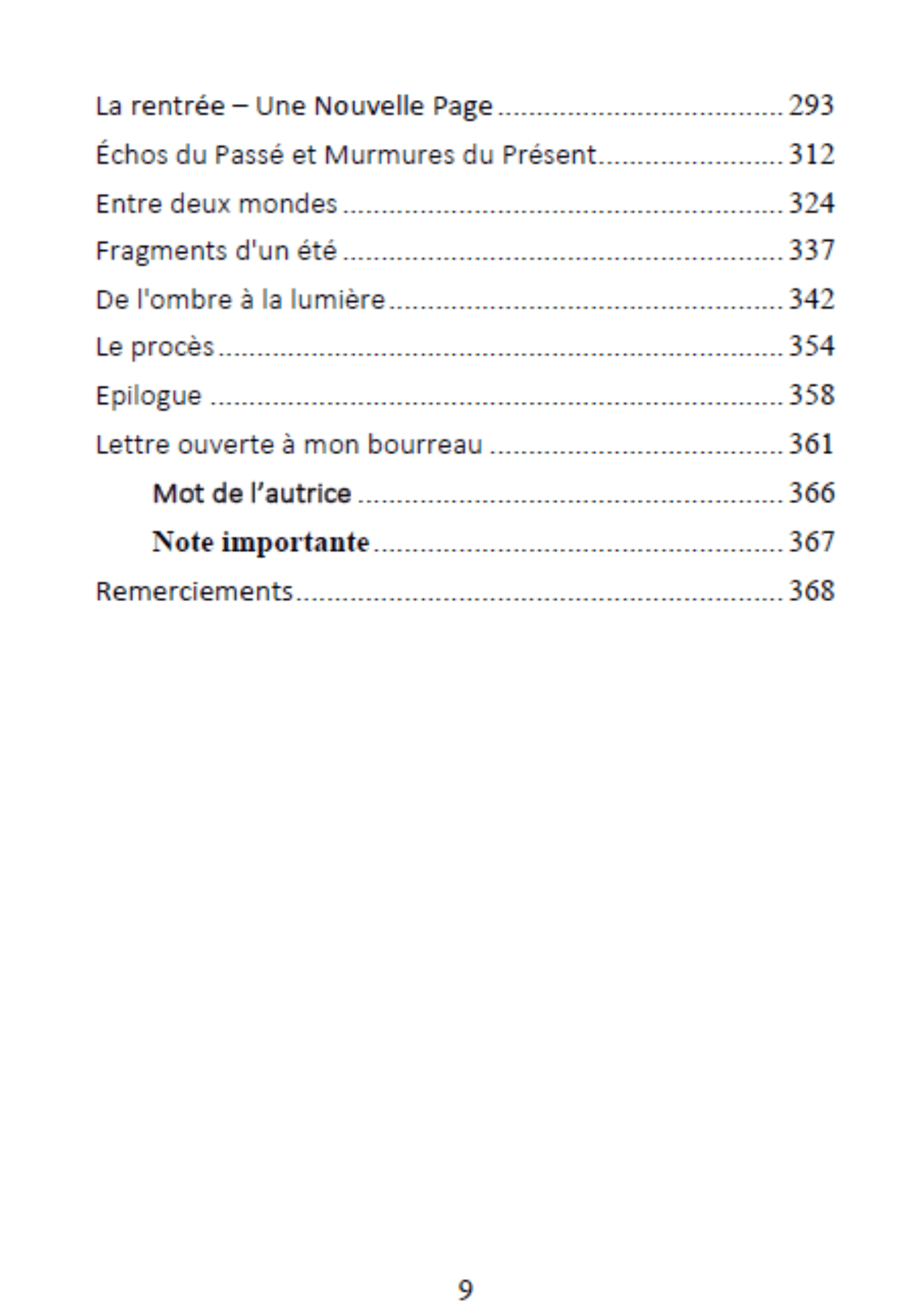 Ce qu'ils ont laissé de moi - table des matières