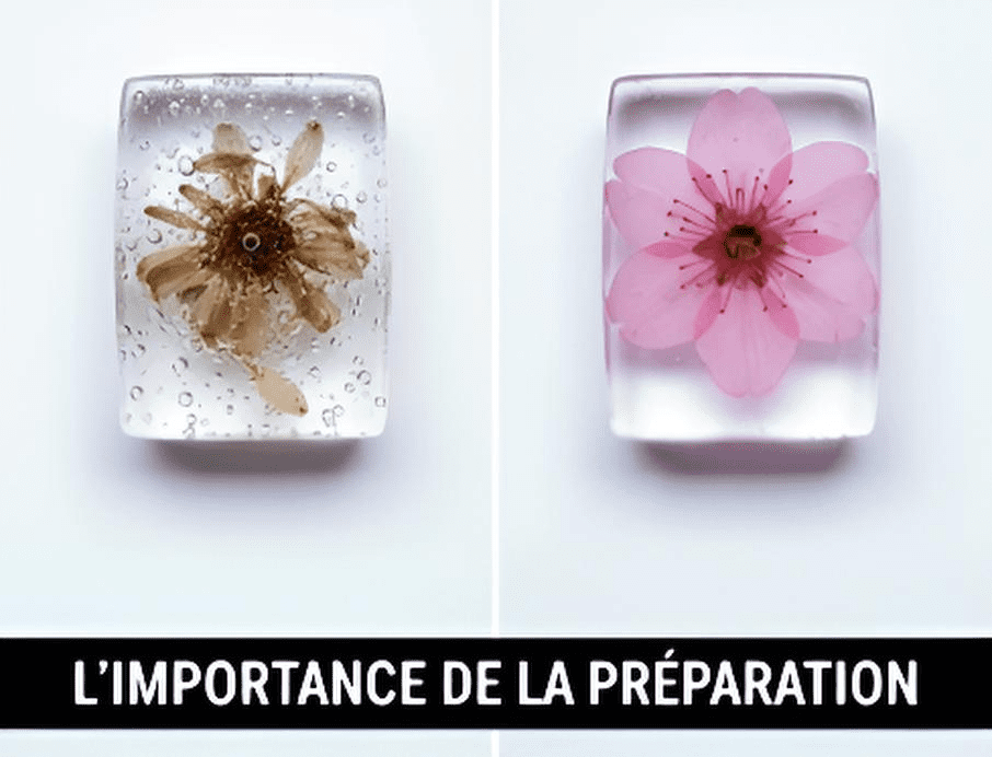 Fleur séchée prête pour inclusion dans la résine époxy